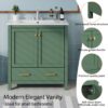 Bathroom Vanity With Single Sink, Combination Under Counter Sink, Bathroom Storage Cabinet With 2 Doors And A Drawer, Soft Closure, Multifunctional Storage - Green - Image 27