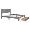 Queen Size Platform Contemporary Upholstered Bed With Storage Drawer - Gray - Image 14