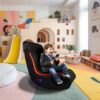 Foldable Gaming Chair With Onboard Speakers, LED Strip Lighting, Bluetooth, Vibration Massage, USB Charging Port - Black - Image 9