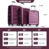 3 Piece Luggage Sets Pc Lightweight & Durable Expandable Suitcase With Two Hooks, Double Spinner Wheels, Tsa Lock, (21/25/29) - Wine Red - Image 3