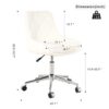 Modern Teddy Fleece Fabric Dining Chair With Chrome Legs, Soft And Comfortable - Beige - Image 3