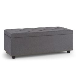 Hamilton - Lift Top Rectangular Storage Ottoman - Slate Gray