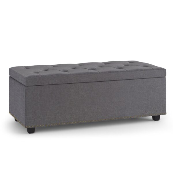 Hamilton - Lift Top Rectangular Storage Ottoman - Slate Gray
