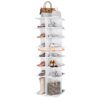 7 Tier Square Rotating Shoe Rack Tower With 360° Spinning Organizer - White - Image 6