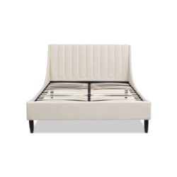 Aspen - Queen Vertical Tufted Modern Headboard Platform Bed Set - French Beige