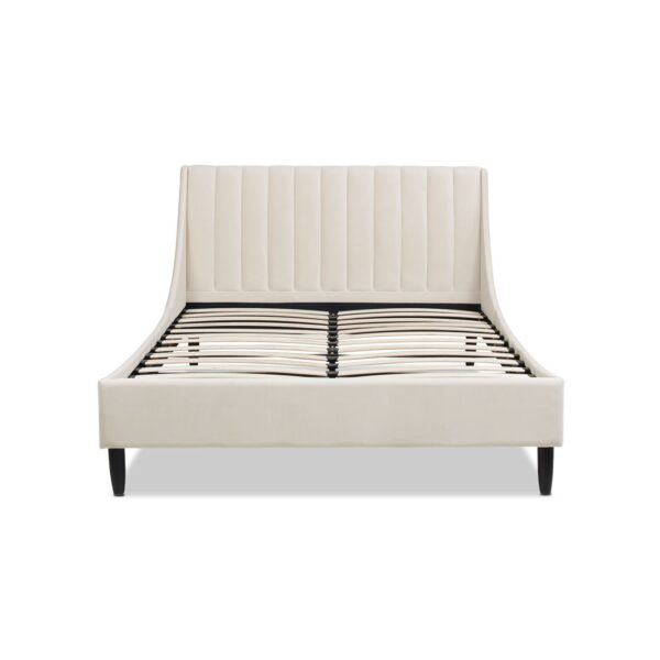 Aspen - Queen Vertical Tufted Modern Headboard Platform Bed Set - French Beige