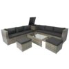 8 Piece Patio Sectional Wicker Rattan Outdoor Furniture Sof Set With One Storage Box Under Seat And Cushion Box - Gray / Black - Image 20