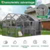 Luxury Cat Cage Outdoor Wooden Catio Enclosure Patio Large Cat Run House For Multiple Pets Walk In Kitten Kennel With Bouncy Bridge, Platforms, Small Houses, Seating And Sunshine Panel - Gray - Image 2