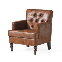 Vitality - Club Chair With Button Tufted Diamond Stitching And Turned Legs - Brown