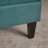 Tufted Waffle Stitch Upholstered Storage Ottoman With Wood Legs - Teal - Image 8