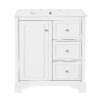 Bathroom Vanity Cabinet With Ceramic Basin, 3 Drawers And Adjustable Shelves - White - Image 11