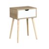 Side Table With 1 Drawer, Mid-Century Modern Storage Cabinet For Bedroom - White / Wood - Image 4