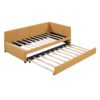 Upholstered Daybed With Trundle Twin Size Sofa Bed Frame No Box Spring Needed, Linen - Yellow - Image 4