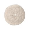 Bordeaux - Knitted Cotton Round Pouf Ottoman Floor Cushion - Beige - Image 5