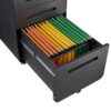 3 Drawer Mobile File Cabinet Under Desk Office, Simple Style Versatile Storage Cabinet For Legal / Letter / A4 Files, 5 Wheel Design Anti-Tilting Cold Rolled Steel Waterproof Moisture-Proof - Black - Image 12