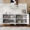 Creative Carved 4 Door Sideboard With Handleless Press To Open Design - White - Image 6