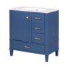 Bathroom Vanity, Modern Bathroom Cabinet With Sink Combo Set, Bathroom Storage Cabinet With A Soft Closing Door And 3 Drawers, Solid Wood Frame - Blue - Image 16