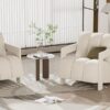 Modern Minimalist Leisure Armchair With L Shaped Armrests For Living Room - White - Image 9