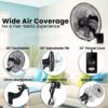 90 Degree 5 Speed Settings Wall Mount Fan Horizontal Oscillation Indoor / Outdoor Household Commercial - Black - Image 6