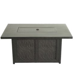 Aluminum Rectangle Fire Table With Fire Glass And Cover - Antique Bronze