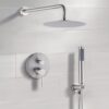 Elegant 10" Round Rain Shower Head And Handheld Set With Adjustable Tilt And Dual Modes - Brushed Nickel Silver - Image 3