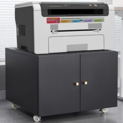 26" Office Furniture Copier Cabinet 2 Door Steel Copier Stand Mobile Pedestal File Printer Stand - Black