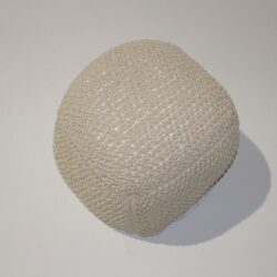 Semi Rounded Pouf Cable Knitted Handmade Seating And Footrest - Beige