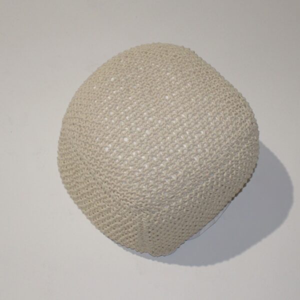 Semi Rounded Pouf Cable Knitted Handmade Seating And Footrest - Beige