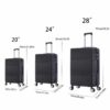 3 Piece Travel Lightweight Suitcase With Wheels, Password Lock, Business And Travel Carry On Luggage (20" / 24" / 28") - Black - Image 5