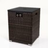Wicker Fire Pit Column With Glass Wind Guard - Dark Brown - Image 6