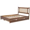 Queen Size Platform Bed With 2 Big Drawers Twin Size Trundle - Brown - Image 6