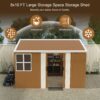 Heavy Duty Metal Storage Shed With Windows, Lockable Door & Ventilation, Weatherproof Outdoor Garden Shed - Brown - Image 10