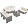 Patio Furniture Set Outdoor Daybed Rattan Sectional With Cushions And Center Table - Beige - Image 25