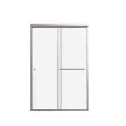 Semi Frameless Double Sliding Shower Door With SGCC Tempered Glass - Brushed Nickel