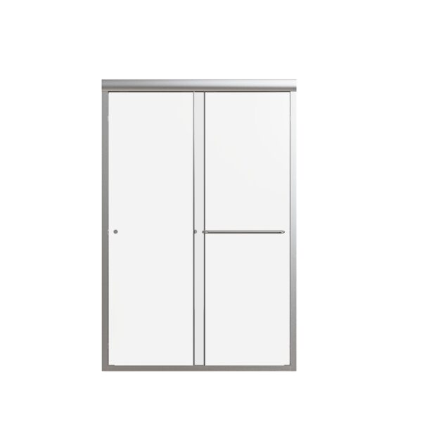 Semi Frameless Double Sliding Shower Door With SGCC Tempered Glass - Brushed Nickel
