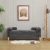 Storage Soft Bench With Armrests, Backrest And 2 Bolster Pillows For Living Room, Entryway And Bedroom - Charcoal - Image 3