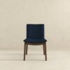 Laura - Linen Dining Chair (Set of 2) - Dark Blue / Dark Brown - Image 3