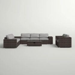 8 Person Outdoor Seating Group Elegant And Comfortable Conversation Set For Patios, Decks, Backyards - Espresso / Gray