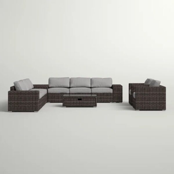 8 Person Outdoor Seating Group Elegant And Comfortable Conversation Set For Patios, Decks, Backyards - Espresso / Gray