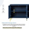 Modern 4 Door Sideboard With Creative Carved Surface And Adjustable Shelves - Light Blue - Image 7