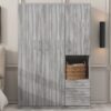 2 Doors Wardrobe Storage For Bedroom With Shelves And 3 Drawers - Gray - Image 8