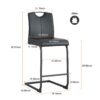 Chair Barstool Dining Counter Height Chair (Set of 2) - Black - Image 4