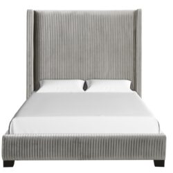 King Upholstered Bed - Light Gray