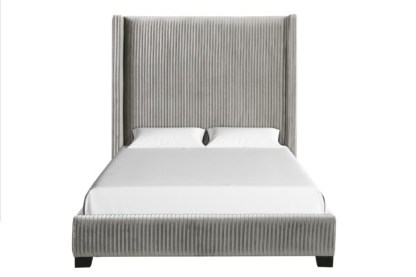 King Upholstered Bed - Light Gray