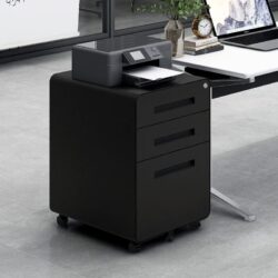 3 Drawer Mobile File Cabinet Under Desk Office, Simple Style Versatile Storage Cabinet For Legal / Letter / A4 Files, 5 Wheel Design Anti-Tilting Cold Rolled Steel Waterproof Moisture-Proof - Black