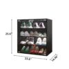 4 Layers Shoe Cabinet With Glass Door And Glass Layer Shoes Display Cabinet With LED Light Bluetooth Control - Black - Image 2
