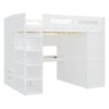 Full Size Loft Bed With Desk, Wardrobes, 4 Drawers And 4 Shelves - White - Image 5