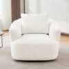 360° Swivel Barrel Sofa Chair With Throw Pillow, Chenille Upholstered Accent Chair - Beige - Image 8