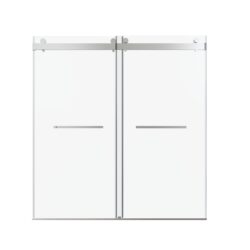 Frameless Double Sliding Soft Close Shower Door, 3 / 8 Inches Tempered Glass - Chrome
