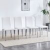 (Set of 4) Backrest Chairs With Silver Metal Legs The Perfect Combination, Suitable For Minimalist And Modern Home Styles - White / Silver - Image 4